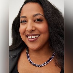 Link Chain Necklace with Lavender Stone - Hematite Tone - Torrid